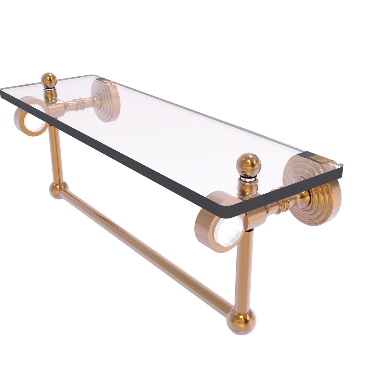 Pacific Grove Collection 16 Inch Glass Shelf With Towel Bar - Brushed Bronze
